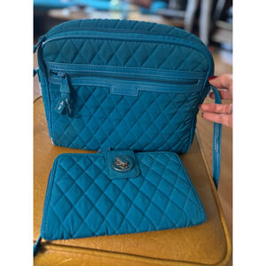 Vera Bradley Teal Floral Crossbody Bag & Wallet Set One Size